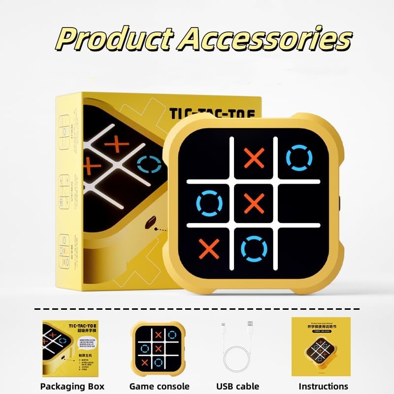 Tic Tac Toe Bolt Game, Electronic 4-in-1 Handheld Puzzle Game Console