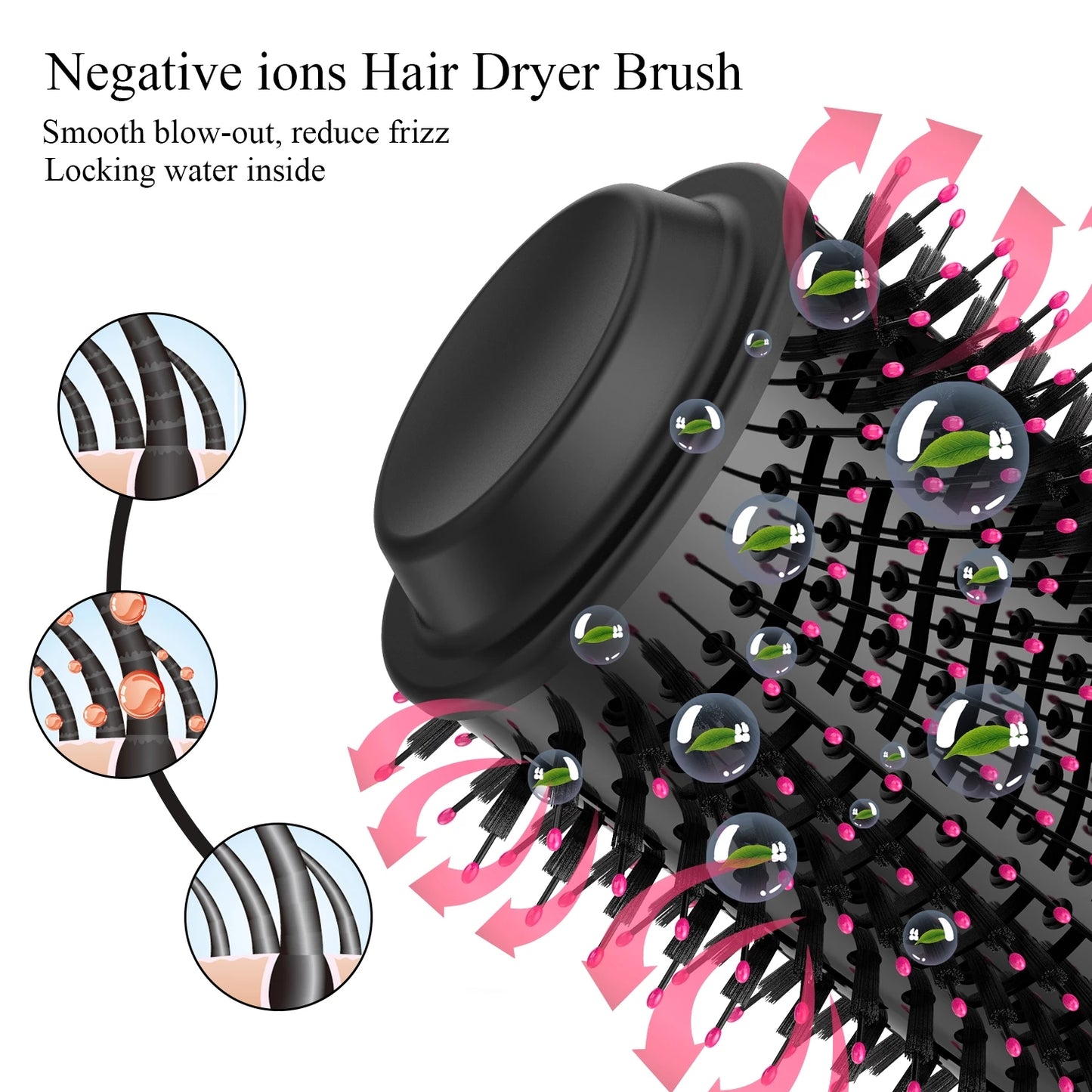 Hair Dryer 3in1 Brush One-Step Blow Dryer Brush for Styling and Frizz Control,Negative Ionic Hot Air Brush Volumizer Ceramic